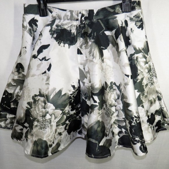 Black Gray Floral Circle Skirt,Zip Back,Crinoline - Picture 7 of 9